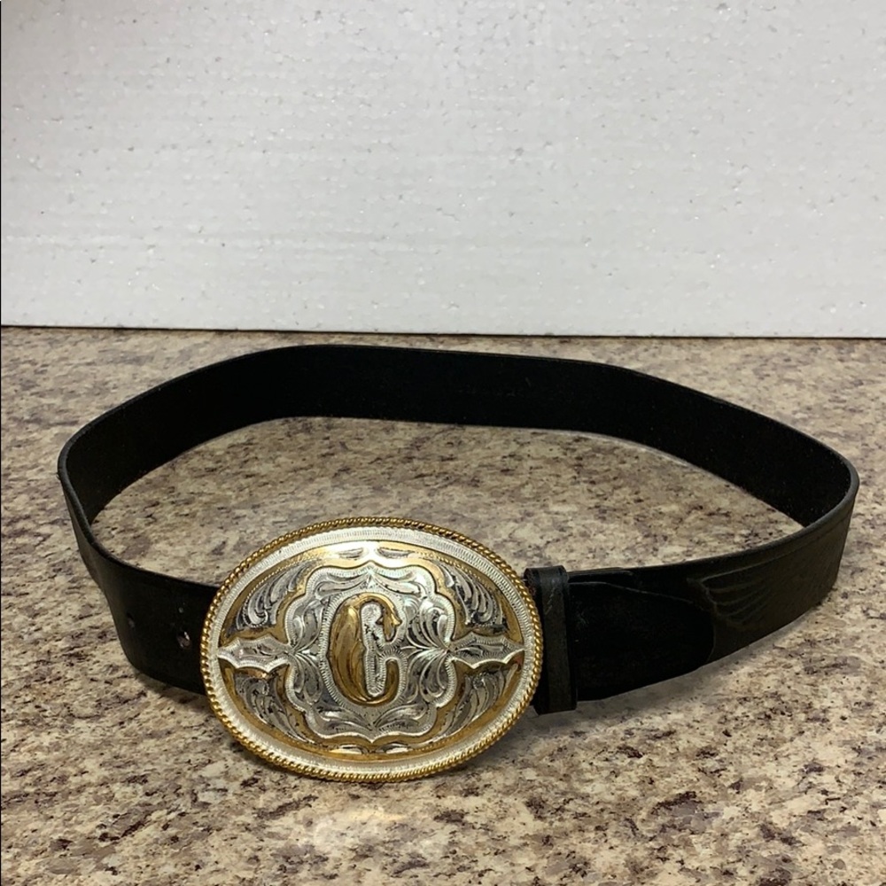 Western Belt Buckle and Genuine Leather Belt